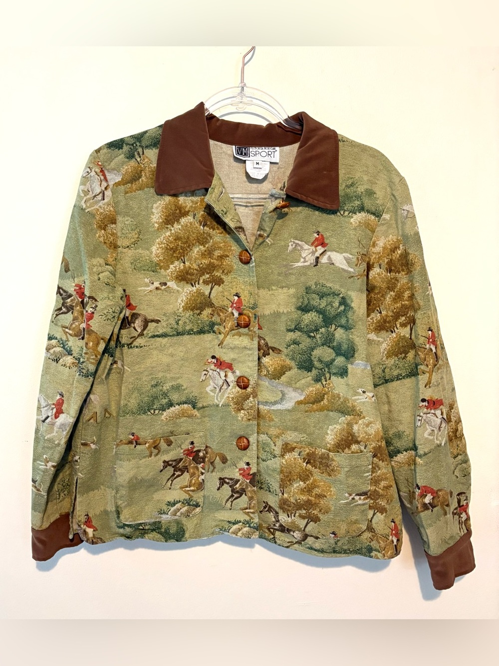 Vintage 90s Victoria Morgan Sport equestrian toile shirt jacket